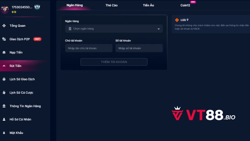 Các phương thức rút tiền tại nhà cái VT88